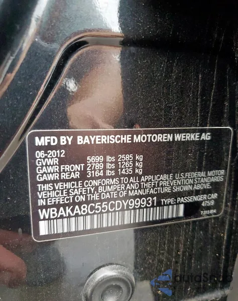 2012 BMW 750 I z USA, uszkodzony, nr VIN WBAKA8C55CDY99931